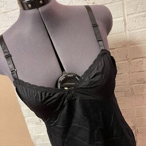 Shadowline Vintage Black Lace Slip Top 36